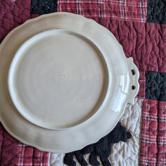 Vintage Italian Hand Painted Nove Rose Floral Majolica Serving Plate 1920s - Picture 4 of 4